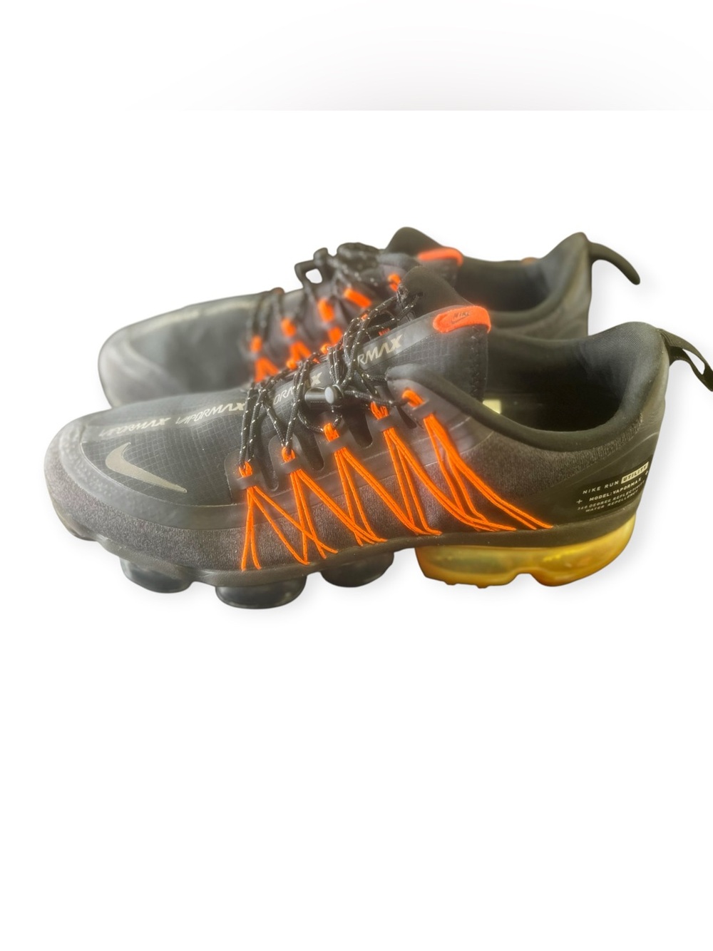 Sz 10.5 Nike Run Utility Vapor Max Reflective Black/Orange Sneakers Preowne